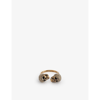 Alexander Mcqueen Woman Double-skull Ring With Crystals In Gold