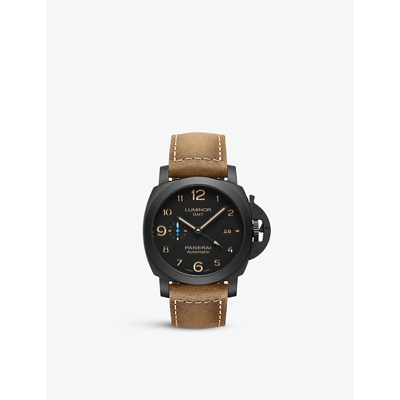 Panerai Pam01441 Luminor Gmt Ceramic Automatic Watch In Black / Brown