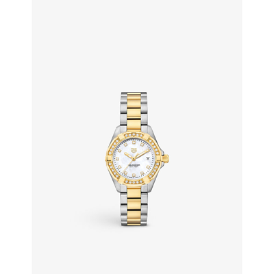 Tag Heuer Wbd1423.bb0321 Aquaracer 18ct Yellow Gold-plated Stainless-steel And 0.44ct Round-cut Diamond Quartz