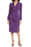 Tahari Asl Belted Wrap Skirt Suit In Aubergine