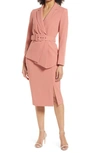 Tahari Asl Nested Belted Jacket & Skirt In Rose Hip