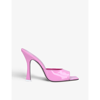 Attico Anais Sqaure Leather Heeled Mules In Pink
