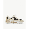 Sandro Flame Leather And Mesh Trainers In Jaunes / Oranges
