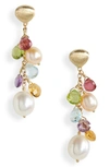 Marco Bicego 18k Yellow Gold Paradise Pearl Mixed Gemstone And Cultured Freshwater Pearl Drop Earrings In Multi/gold