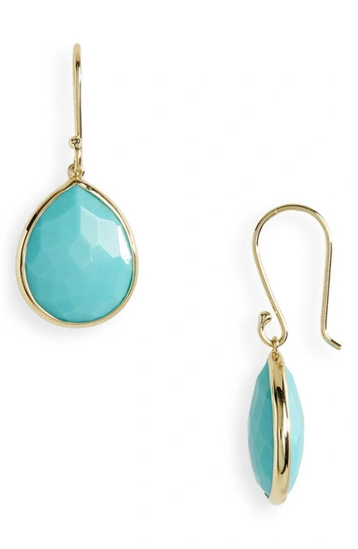 Ippolita 18kt Yellow Gold Lollipop Turquoise And Clear Quartz Earrings In Turquoise/gold