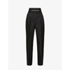 ALEXANDER WANG BRANDED-WAISTBAND TAPERED HIGH-RISE COTTON-BLEND TROUSERS