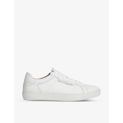 Allsaints Mens White Sheer Logo-print Low-top Leather Trainers 10