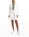 Theory Oversized Patch Pocket Linen Blazer In White