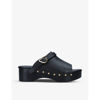 Ancient Greek Sandals Classic Studded Leather Clogs In Black