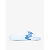 Alexander Mcqueen Graffiti Logo Rubber Slide Sandals In White/comb