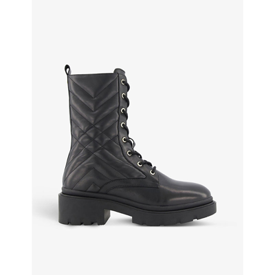 Dune Paynter Quilted Leather Biker Boots In Black-leather