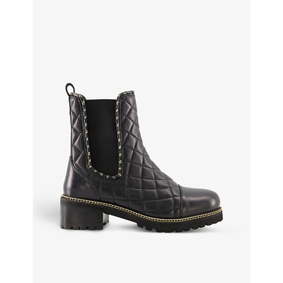 Dune Part Quilted Leather Chelsea Boots In Black-leather