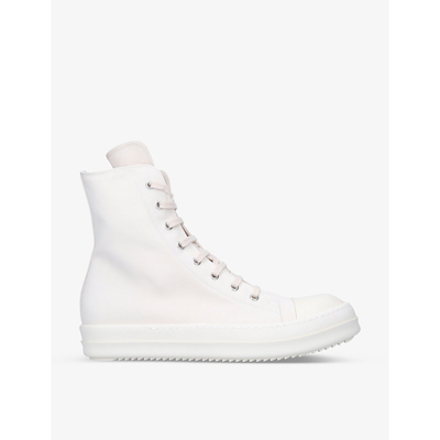 Drkshdw Lace-up Canvas High-top Trainers In Bone