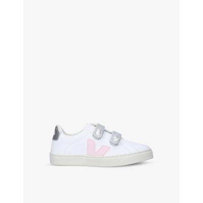 Veja Kids' Esplar Logo-embroidered Leather Trainers 6-7 Years In White