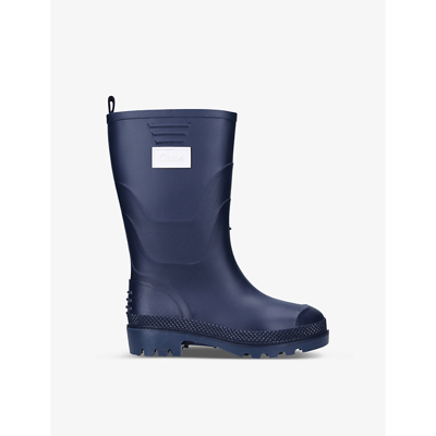Chloé Kids' Logo Mid-rise Rubber Wellington Boots 6-9 Years In Navy