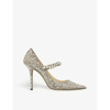 Jimmy Choo Womens Ballet Pink Baily 100 Crystal And Pearl-embellished Suede Courts 6 In Ballet Pink
