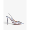 AQUAZZURA SEDUCTION CRYSTAL-EMBELLISHED LEATHER AND PVC SLINGBACK COURTS