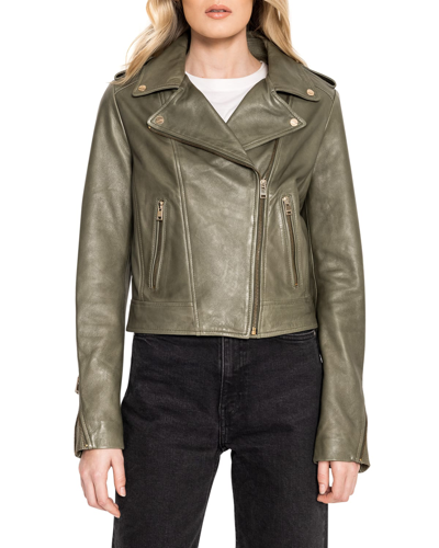 Lamarque Donna Leather Biker Jacket In Bone