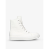 RICK OWENS GRAINED LACE-UP LEATHER HIGH-TOP TRAINERS,52042028
