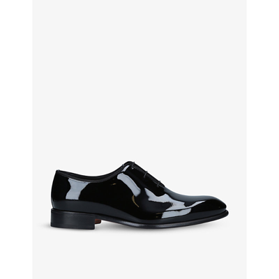 Santoni Patent Leather Oxford Shoes In Black