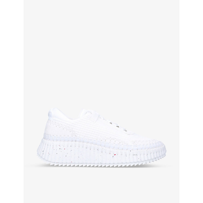 Chloé Nama Embroidered Suede And Recycled Mesh Trainers In White