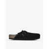 Birkenstock Womens Black Boston Buckle-embellished Suede Sandals 7 In Blk/other