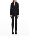 Lafayette 148 Womens Shoulder Pads Long Sleeve One-button Blazer In Black