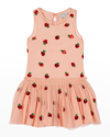 Stella Mccartney Kids Dress In Pink Tulle With Sequins Strawberries In 507ro Pink Red