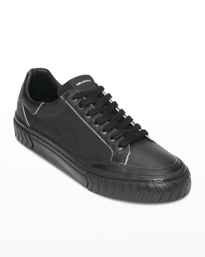 Karl Lagerfeld Men's Kl Logo Leather Low-top Sneakers In Black