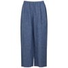 EILEEN FISHER BLUE CROPPED LINEN TROUSERS