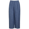 Eileen Fisher Blue Cropped Linen Trousers In Blue