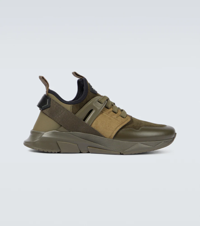 Tom Ford Men's Mix-media Trainer Sneakers In Green