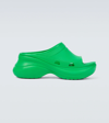 Balenciaga Green Crocs Edition Pool Slides In Green