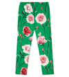 Dolce & Gabbana Floral-print Cotton-blend Leggings In Garofani Fdo Verde
