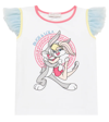 Monnalisa Printed Cotton-blend Jersey T-shirt In Bianco