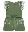 MONNALISA BRODERIE ANGLAISE COTTON PLAYSUIT