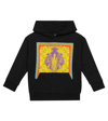 Versace Teen Barocco Goddess Print Cotton Hoodie In Nero+multicolor