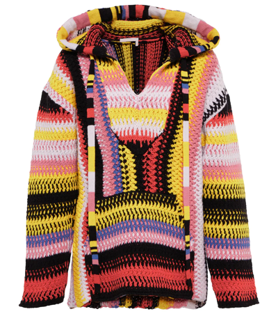 Chloé Cashmere-wool Blend Hooded Top In Multi