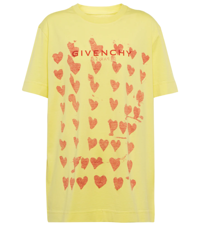 Givenchy X Josh Smith Heart-print Cotton T-shirt In Acid Yellow