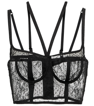 Dolce & Gabbana Lace Bralette Top In Negro