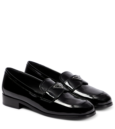 Prada Patent Leather Loafers In Nero