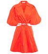 Jonathan Simkhai Aulora Embellished Cutout Cotton-blend Poplin Mini Shirt Dress In Scarlet