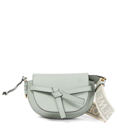 Loewe Mini Gate Dual Leather Shoulder Bag In Ash Grey