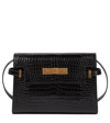 Saint Laurent Manhattan Small Croc-effect Patent-leather Shoulder Bag In Nero