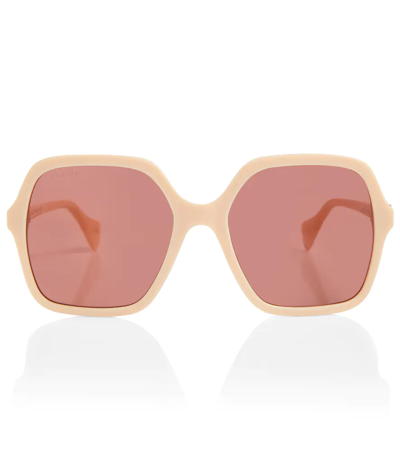 Gucci Square Oversized Sunglasses In Ivory-ivory-brown