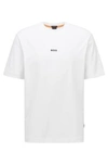 Hugo Boss Relaxed-fit T-shirt In Stretch Cotton With Logo Print In White