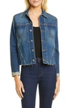 Shop Lagence Janelle Raw Cut Slim Denim Jacket In Meridian