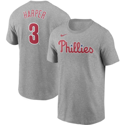Nike Men's Bryce Harper Gray Philadelphia Phillies Name Number T-shirt