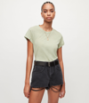 Allsaints Anna Cuffed Sleeve Tee In Pale Green