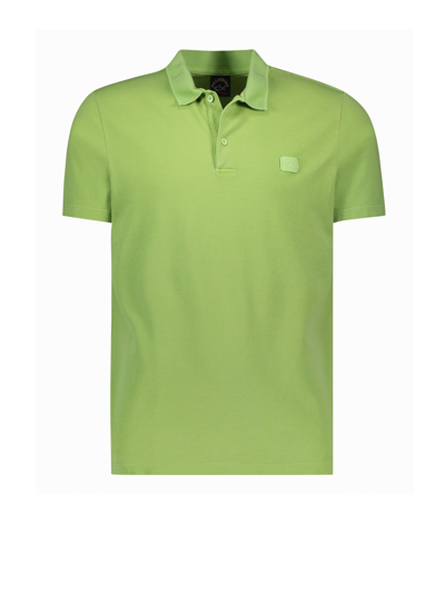 Paul&amp;shark Cotton Polo Shirt With Detail In Light Green